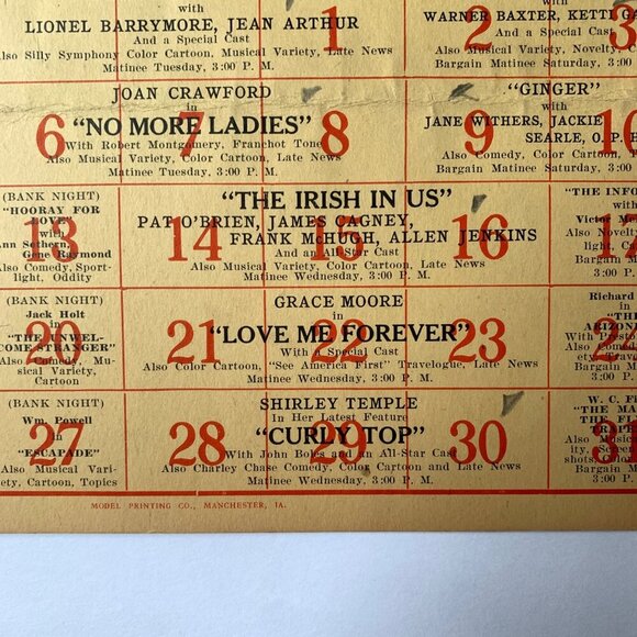 1935 Castle Theatre Plaza Program Schedule SHIRLEY TEMPLE Joan Crawford - Picture 2 of 6